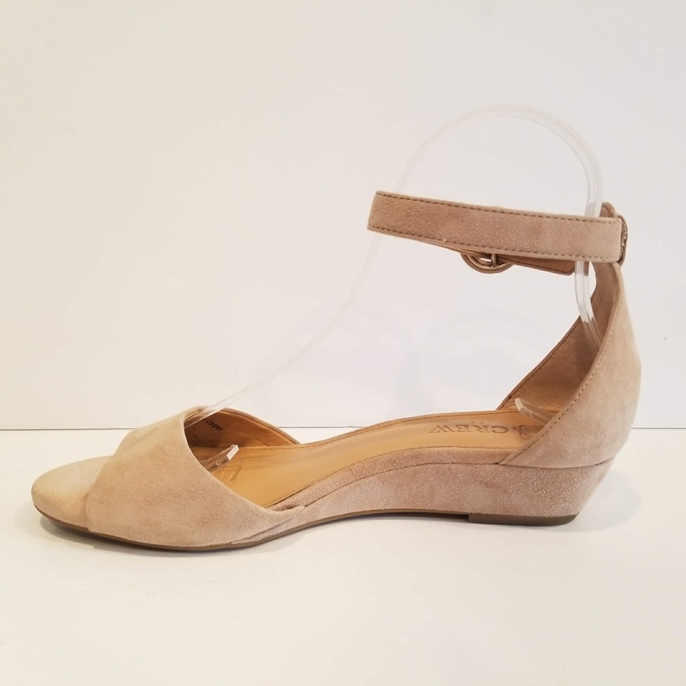 J. CREW Ankle Strap Sandal Low Wedge Heels Nude Suede Leather Womens Shoe Size 6 - Picture 5 of 12